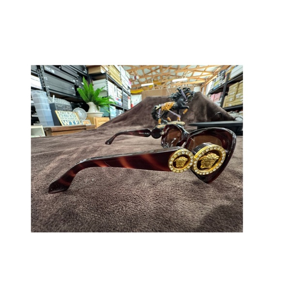 Versace Tortoise Rhinestone Sun Glasses EUC - Picture 5 of 7